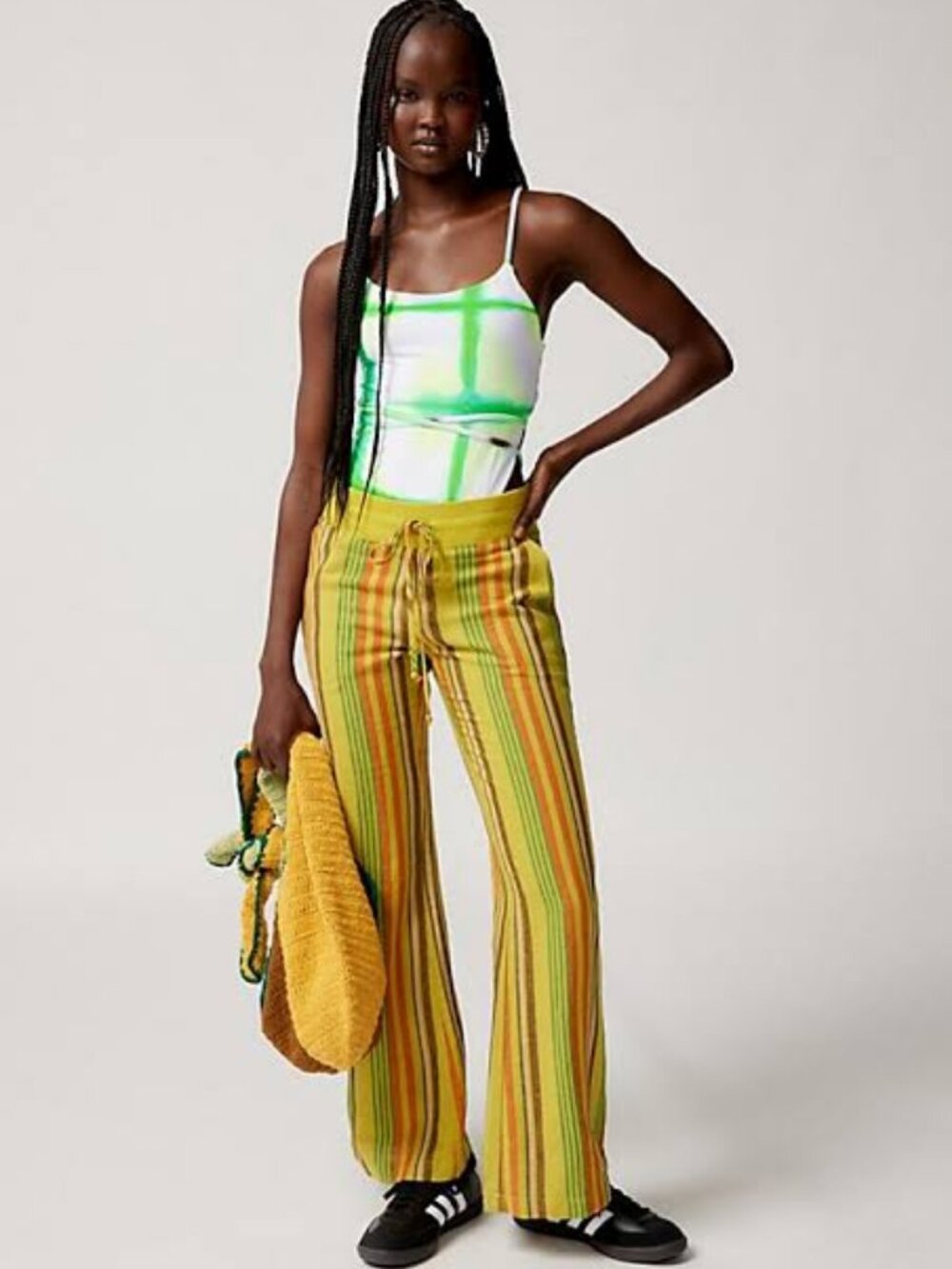 Urban Outfitters Costa Low-Rise Striped Linen Pant Size Small